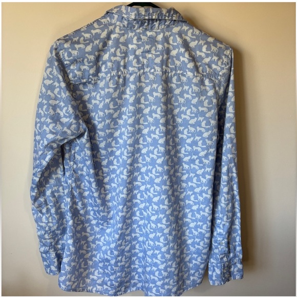 GAP Cat Print Fitted Boyfriend Button Down Shirt - Picture 3 of 5